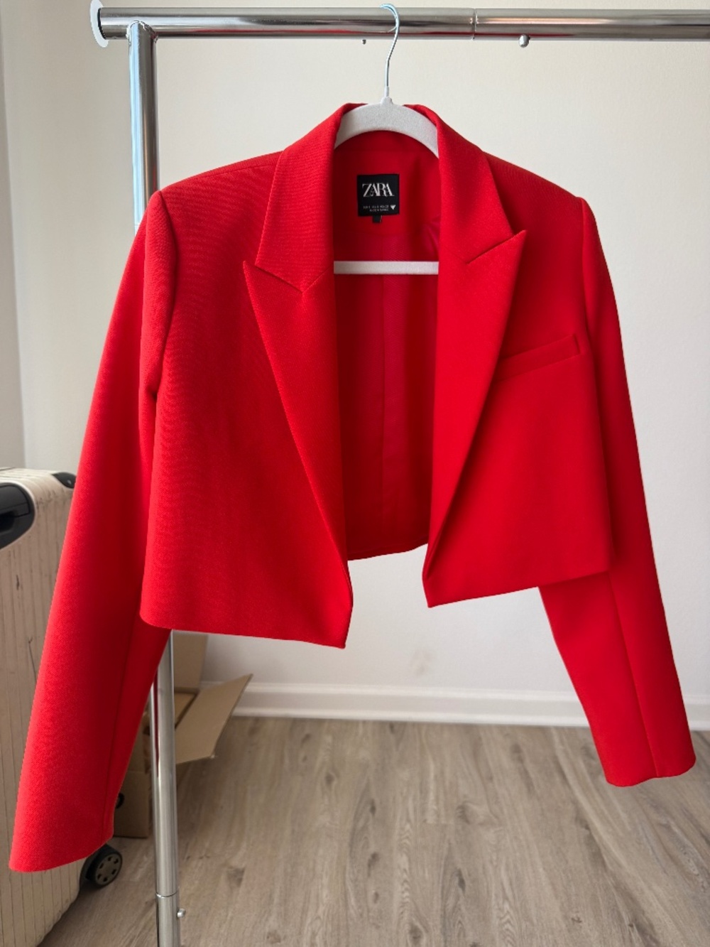 ZARA Cropped Red Blazer Structured Jacket